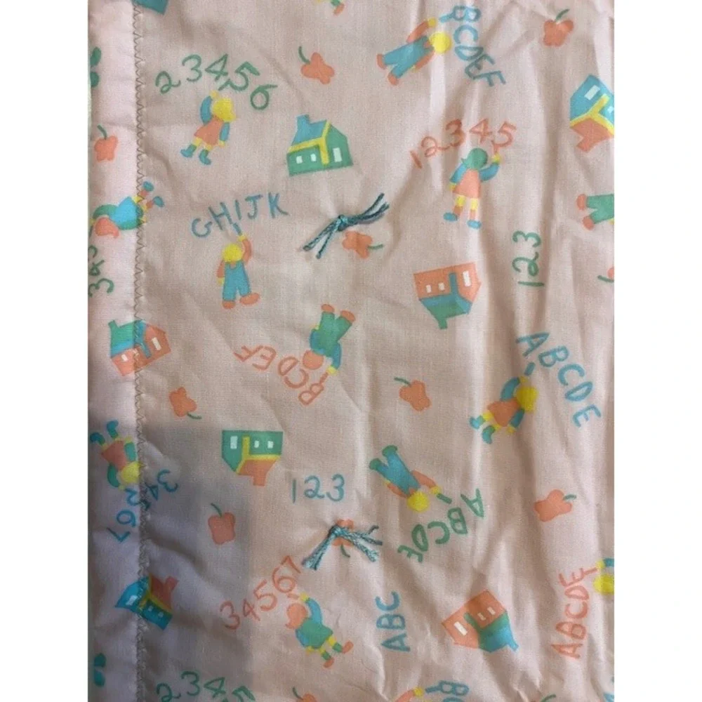 Vintage Pink and blue‎ alphabet school baby blanket